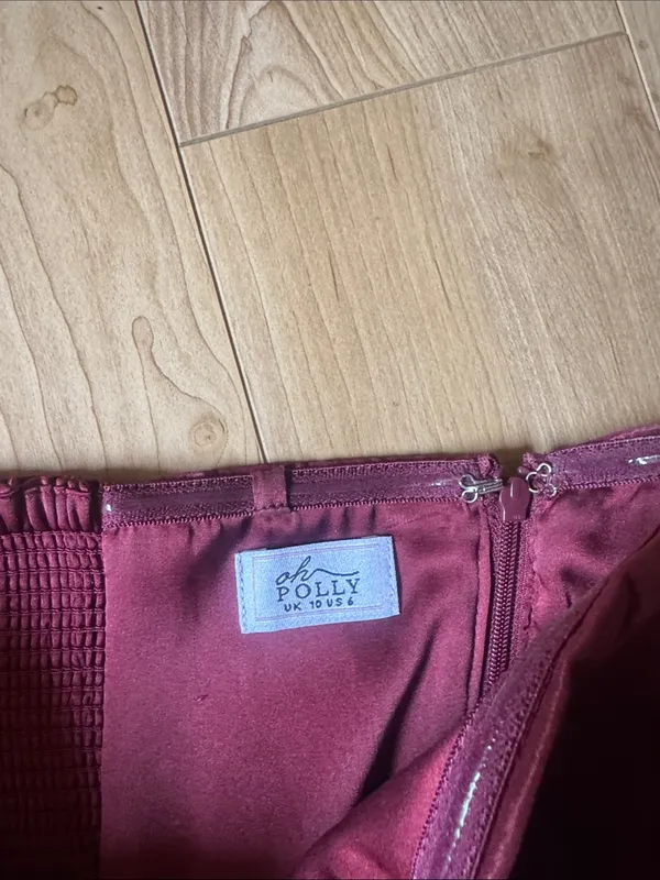 Oh Polly Wine Satin Bow Top - Image 2