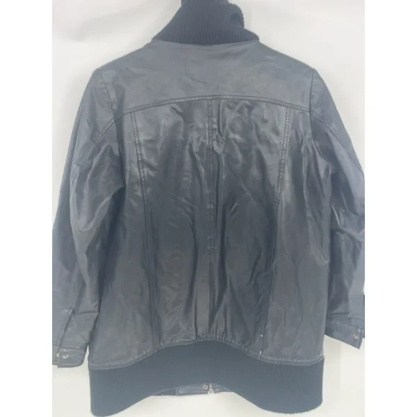 Roaman's Black Leather Bomber Jacket Full Zip Pocket Lined Size‎ 14W - Image 7