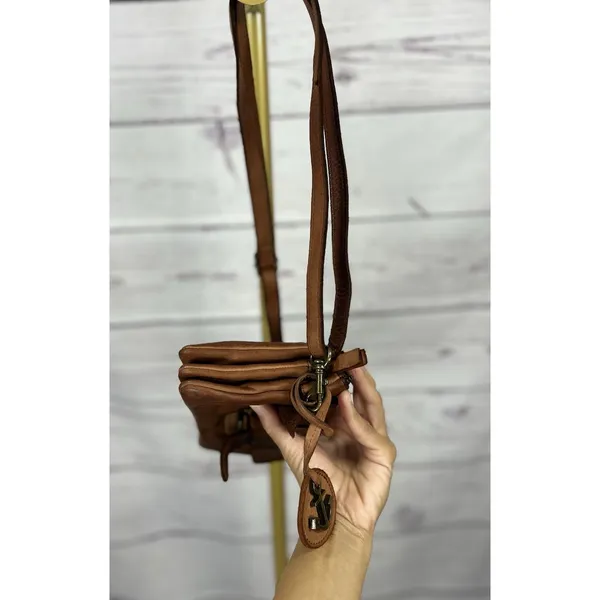 Harbour 2nd Luna Cognac Leather Crossbody Belt Bag Convertible 5 Compartment - Image 5