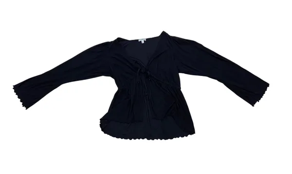 Earth Bound Black Long Sleeve Top with Tie Front 🔥 - Image 3