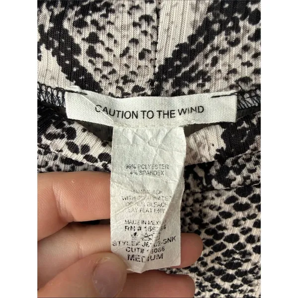 Caution to the Wind Black White Snakeskin Print Long Sleeve Top - Image 2