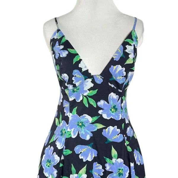 Free People Finer Things Printed Halter Midi Dress Black Combo Large Tropical - Image 10