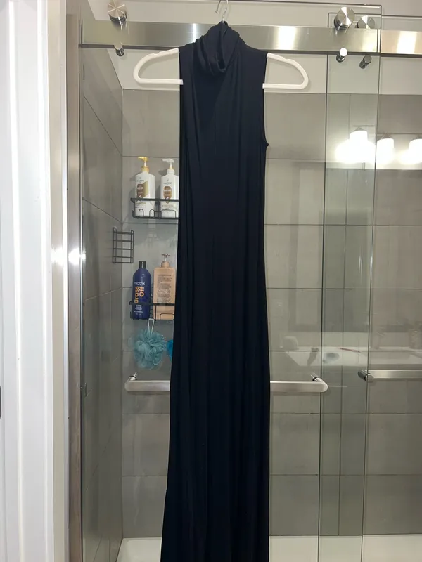 Black Sleeveless Turtleneck Dress - Image 2
