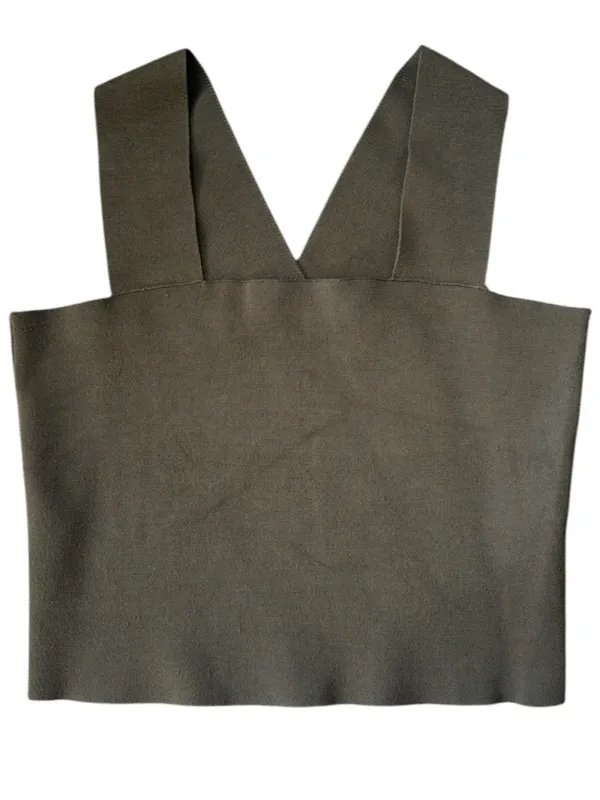 A.L.C. Victoria Cropped Stretch Knot Tank Olive Size Large - Image 2