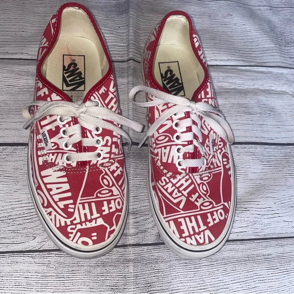 Vans Authentic Red and White Graphic Sneakers - Image 2