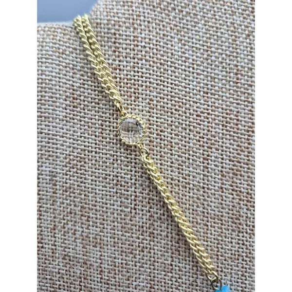 Gold Tone Multi Chain Long Pendant Necklace Tassel Accent Rhinestones 32" - Image 10