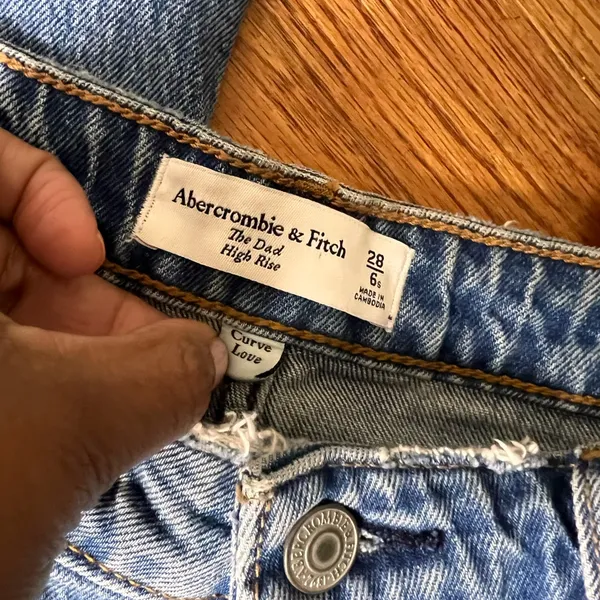 Abercrombie & Fitch Dad High Rise Distressed Blue Jeans Curve Love - Image 7