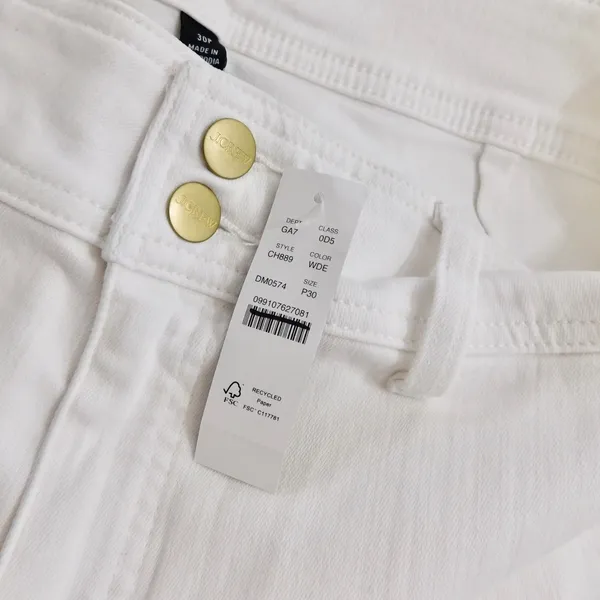 NWT!! J. CREW Slim Wide Jeans Stacked Buttons Solid White Size 30 Petite 30P - Image 13