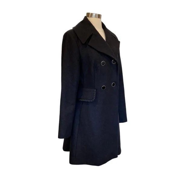 Betsey Johnson Wool Longline Coat In Dark Grey Size 8 - Image 4