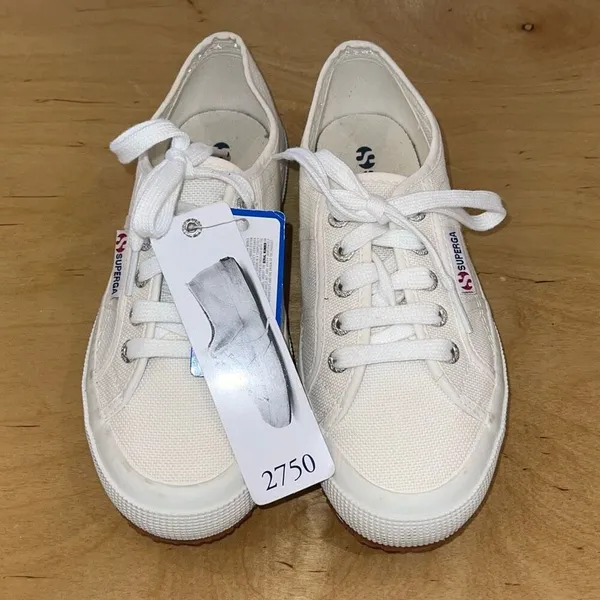 Superga Unisex 2750 Cotu Classic Canvas Lace-up‎ Sneakers Ivory Sz M 4.5/W 6 NWT - Image 2