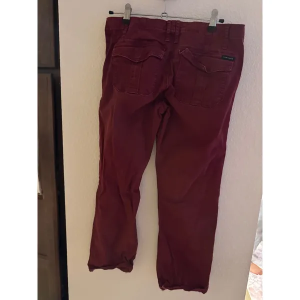 Sanctuary Womens Utility Cargo Pants Burgundy Wine Straight Leg Size 28 - Image 4