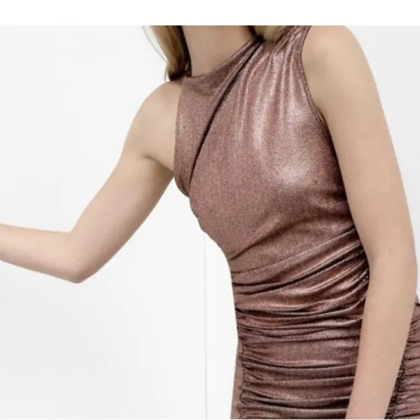 Zara New! Shimmer Sleek Glowy Body Disco Party Top - Image 4