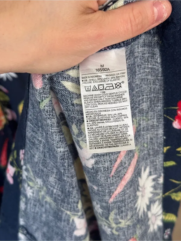 Old Navy fruits veggies midi dress linen fit & flare navy sleeveless pockets - Image 6