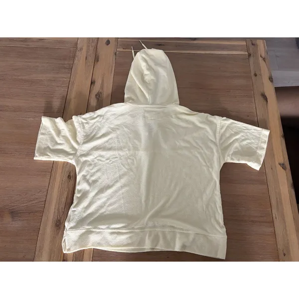 C & C California Cropped Yello Terry Short Sleeve 1/4 Zip Hoodie Y2K Size L - Image 3