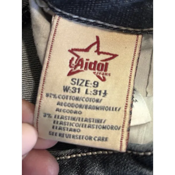 L.A Idol Denim Jeans Size 9 Skinny Gems Stitching Roses Low Rise Zip - Image 7