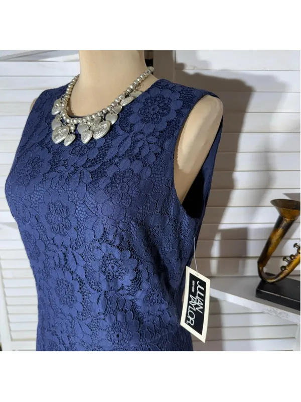 NWT Julian Taylor blue floral lace dress fit flare cocktail mod whimsigoth glam - Image 5