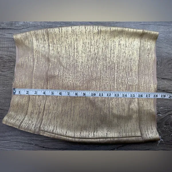 HERVE LEGER Champagne Gold Combo Bandage Fancy Mini Holiday Skirt small‎ - Image 5
