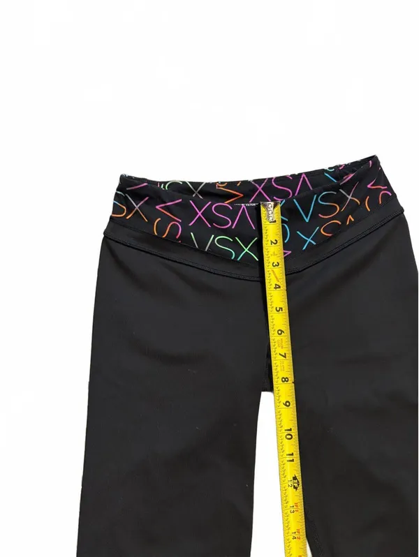 Y2K Victoria’s Secret XS Low Rise Black Flare Yoga Pants Multicolor Logo - Image 3
