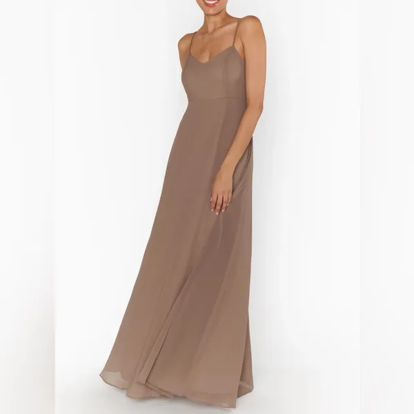Show Me Your Mumu NWT‎ Faith Maxi Dress Soft Beige Chiffon Size M Bridesmaid - Image 3