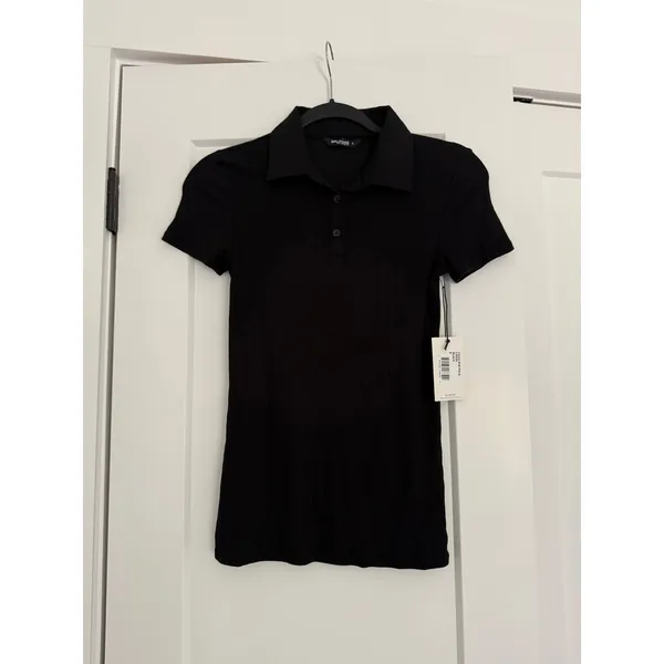$124 New Splits59 Talia Ribbed Polo - Black - Small - Image 6