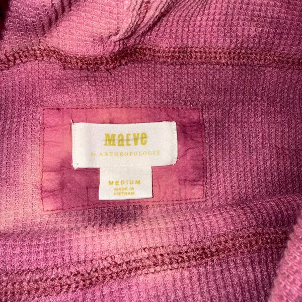 Maeve Anthropologie‎ Waffle Knit Top Women Medium Pink Tie Dye Excellent Thermal - Image 3