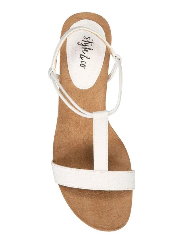 NWT Style & Co. Mulan Wedge Slip On Open Toe Textured Elastic Sandals White 6.5M - Image 5