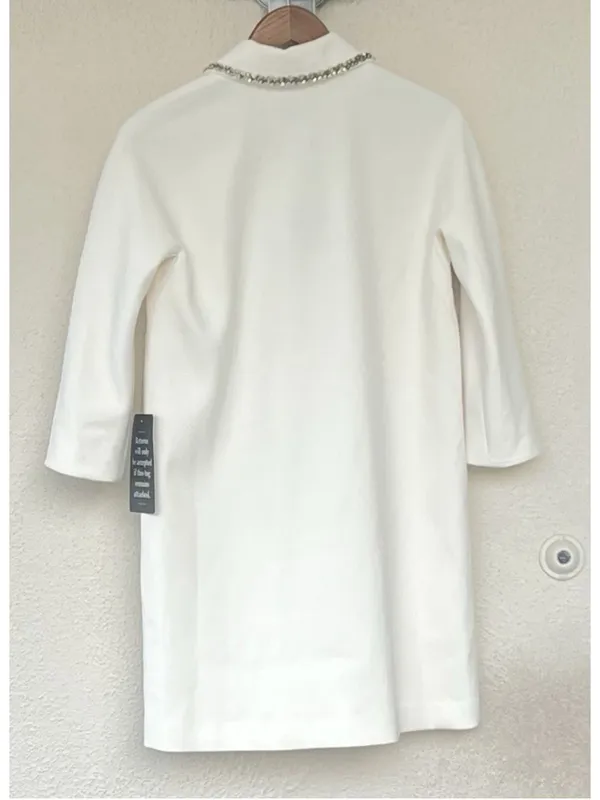 New Tuckernuck Winter White Embellished Nicola Dress Large Boxy Formal Classic - Image 10
