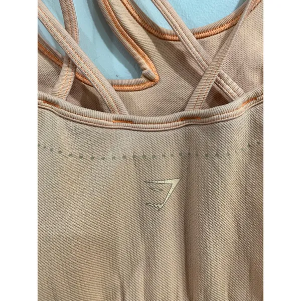 Gymshark Strappy Sports‎ Bra Orange Seamless Workout Activewear Sz L - Image 3
