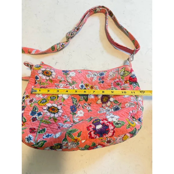 Vera Bradley Pink Floral Quilted Cotton Crossbody Bag Adjustable Strap Messenger - Image 7