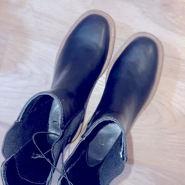 H&M black platform chunky mid calf boots size 5.5 - Image 7