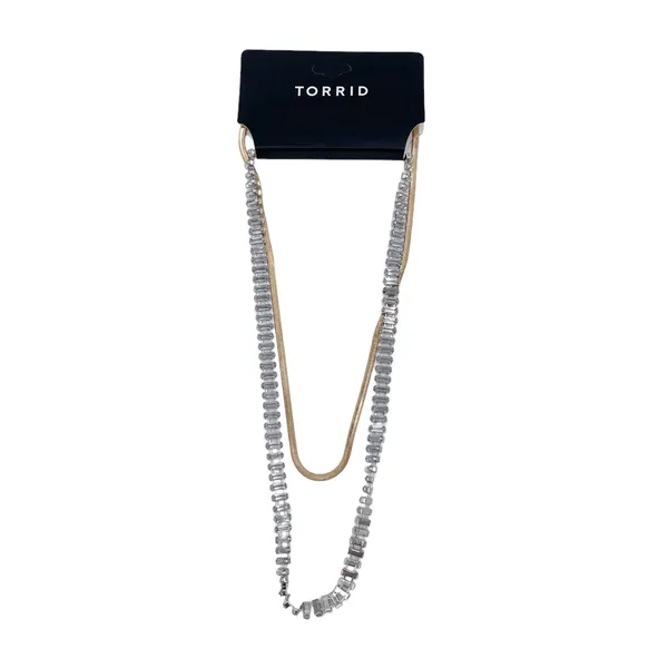NEW Torrid Snake Chain with Baguette Layer Necklace Set Gold Tone Rhinestone - Image 2