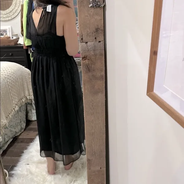 Old Navy Black Sheer Midi Dress size medium new with tags - Image 2