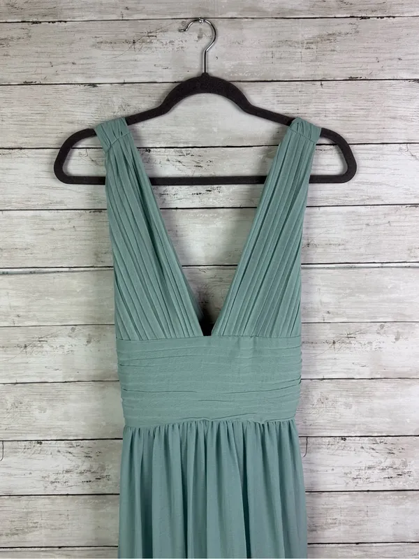 Lulus Leora Light Blue Pleated Tiered Maxi Dress Size Large - Image 4