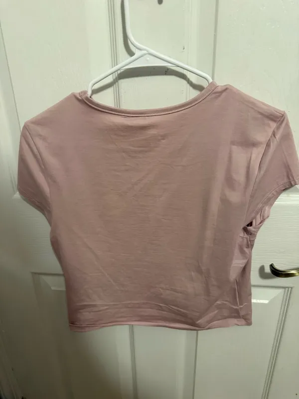 H&M Divided Basic Blush Pink Cropped T-Shirt | Size Large - Image 2