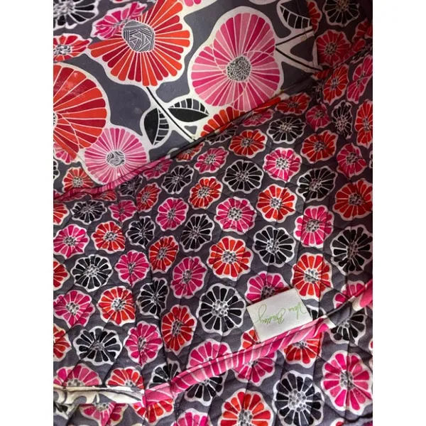 VERA BRADLEY Black Pink Large Quilted Tote Bag - Image 8