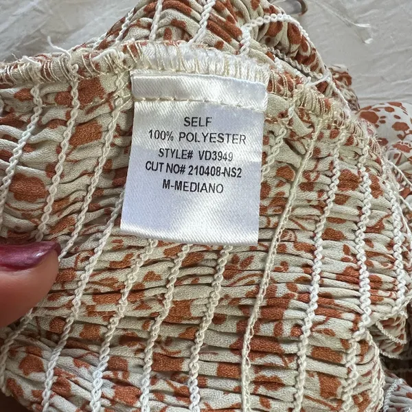 Blush Rust and Cream‎ Patterned Dress Size Medium - Image 7
