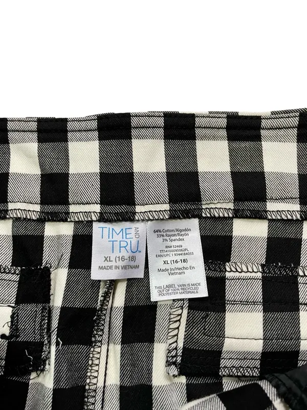 Time and Tru Black & White Gingham Bermuda Shorts Size XL NWT - Image 4