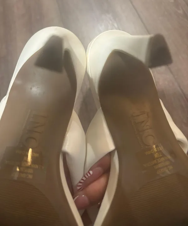 Macy's Open Toe White Pumps Mules - Image 4
