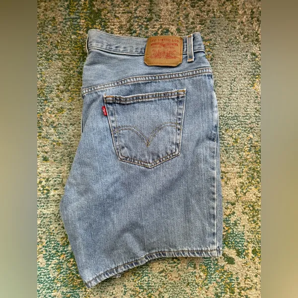 Vintage Levi’s denim jean board shorts, size 18 - Image 3