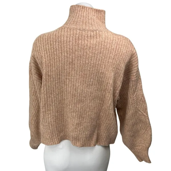 Lush Brown Turtleneck Argyle Long Sleeve Knit Cozy Pullover Sweater Top Size M - Image 2
