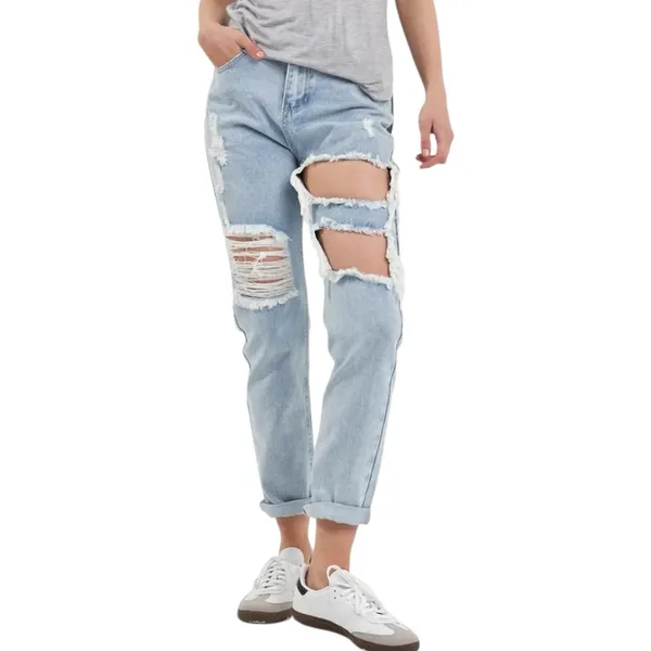 NWT Grey Lab High Rise Cut Out Ripped Straight Leg Jeans Sz 25 Light Distressed - Image 2