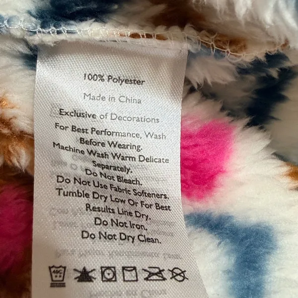 Eddie Bauer Womens Large Quarter Zip Fleece Faux Fur Pullover Southwestern Print - Image 5