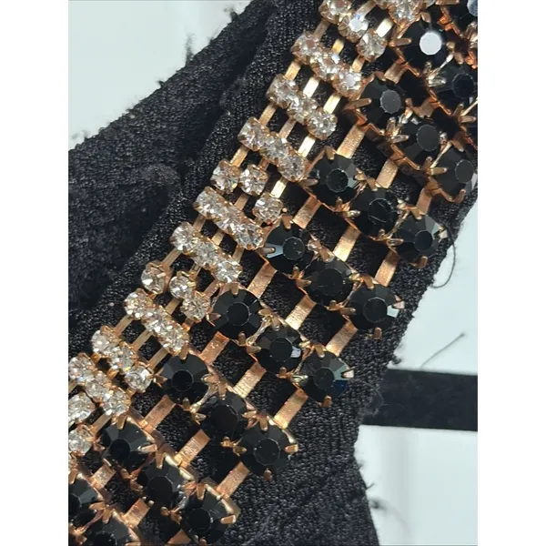 Haani Jeweled Neckline Maxi Dress Womens Size M Black Gold Glitter‎ Formal Knit - Image 3