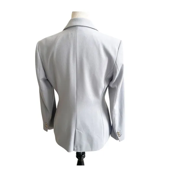 Zara Blazer Women Medium Blue Textured Double Breasted Military Button Formal - Image 2