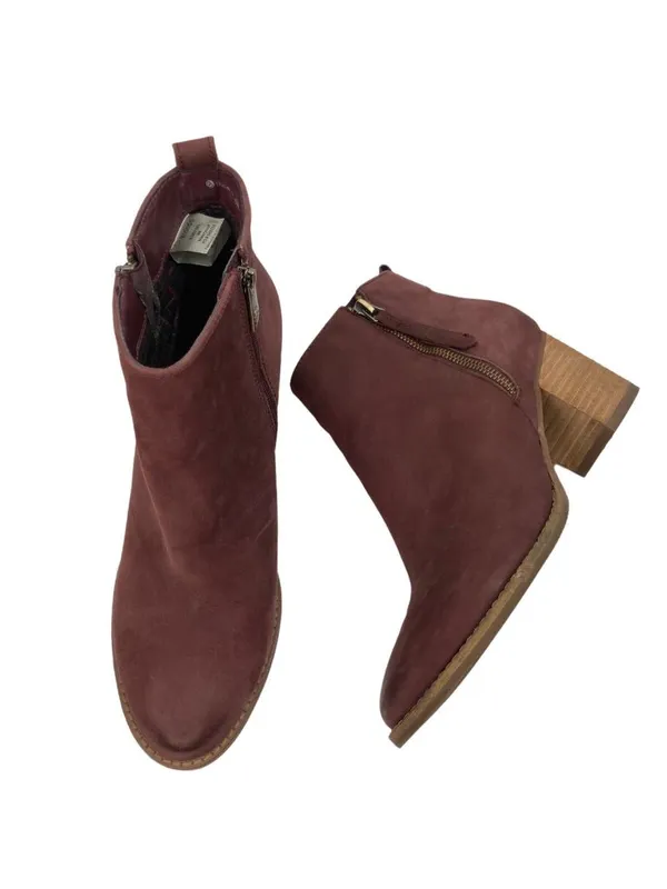 -Blondo Eve Leather Ankle Booties Boots Womens 8.5 Plum Burgundy Waterproof - Image 10
