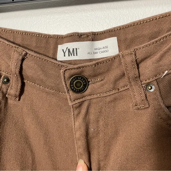 YMI Y2K High Rise‎ Brown Mocha All Day double Cargo Wide Leg Women’s Size 7 - Image 2