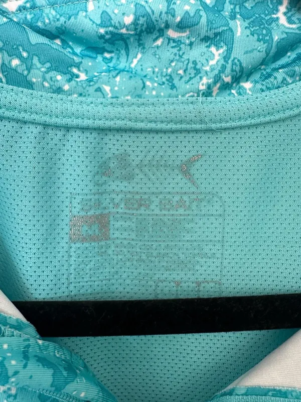 Silver Bait Long Sleeve 1/4 Zip Athletic Pullover Shirt Teal White Camo - Image 4