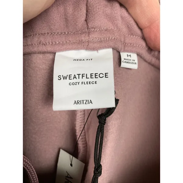 Aritzia Claremont Purple Pink Sweatfleece Cozy Fleece Jogger Pants Sz.M NWT - Image 4
