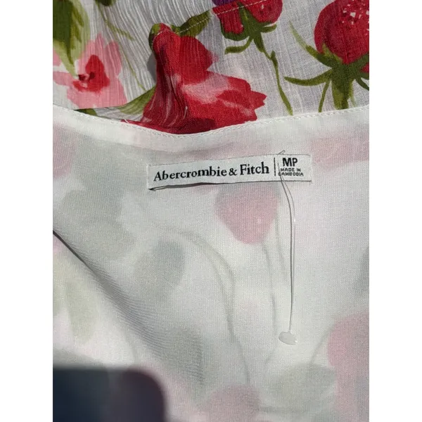 NEW Abercrombie Strawberry Floral‎ Ruffle Wrap Midi Autumn Wedding Guest Dress - Image 10