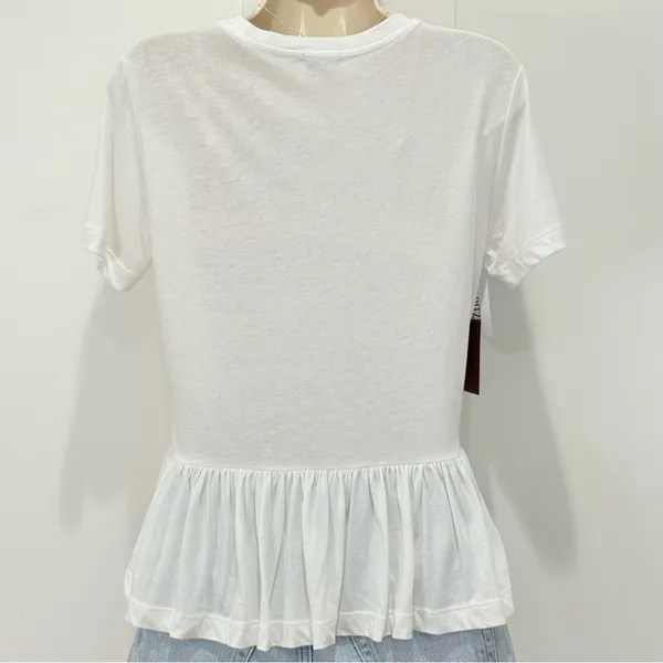 Aritzia Sunday Best Minerva Peplum Top XS White Short Sleeve Chic Spring Minimal - Image 6
